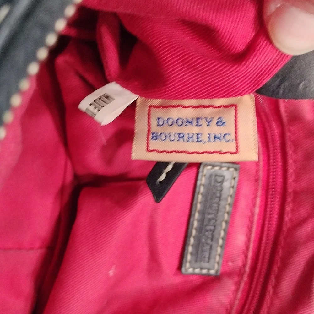 Vintage Dooney & Bourke Monogram Signature Black/Gray Canvas Leather Hobo Bag - Picture 5 of 9